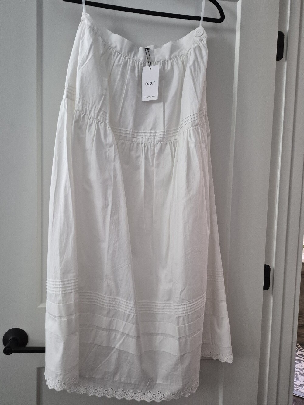 o.p.t. White Cotton Maxi Skirt